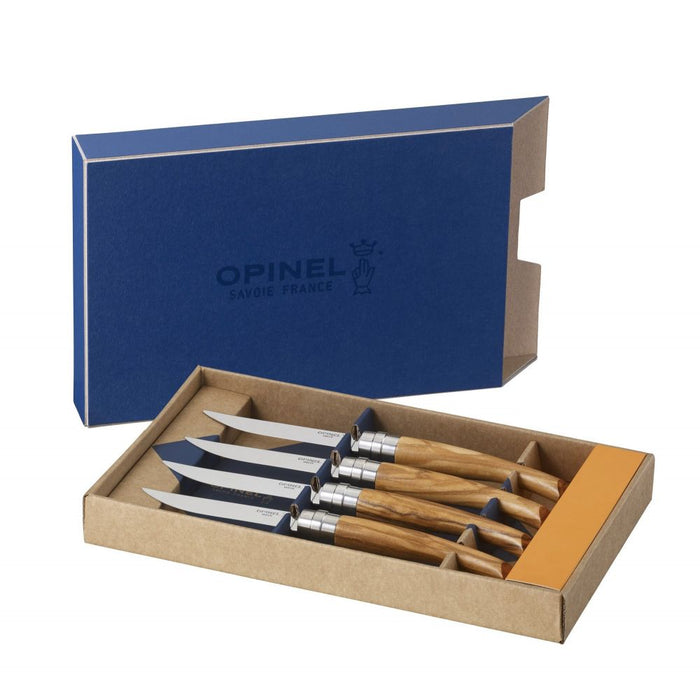 Opinel French 4 piece Table/Steak Knife Box Set - Olive Wood
