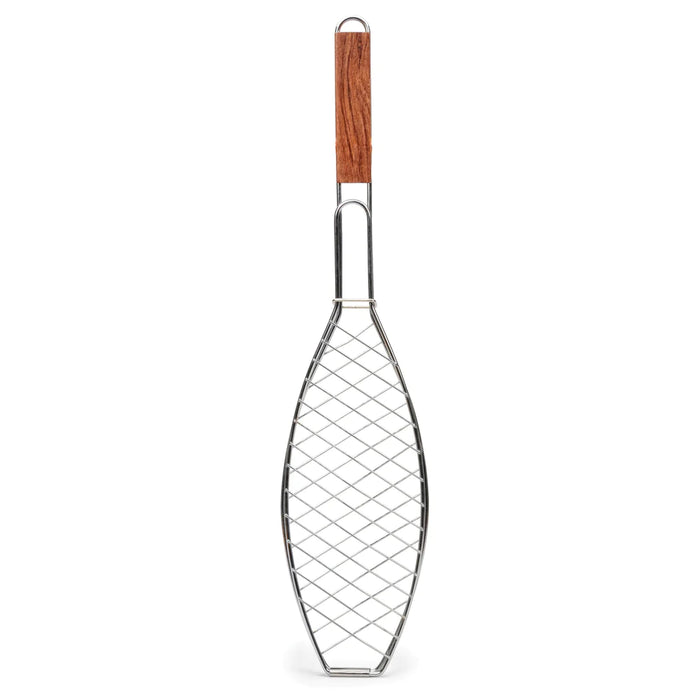 RSVP BBQ Fish basket with Rosewood Handle