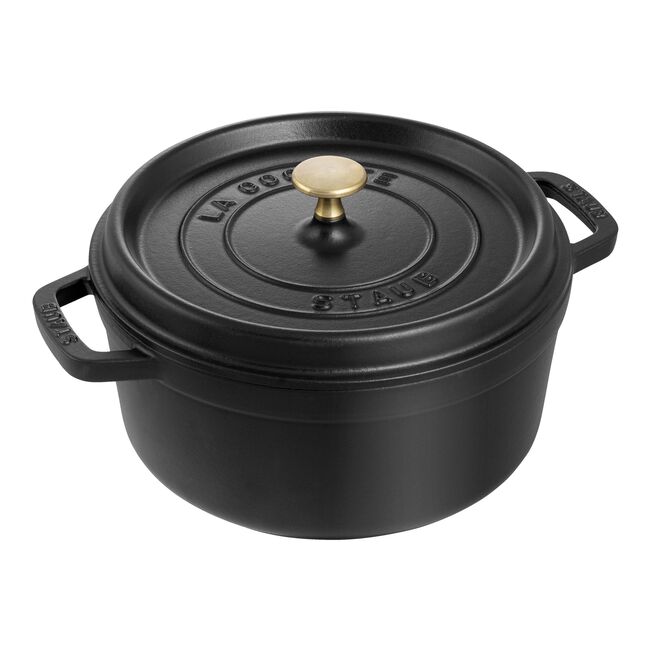 STAUB Cast Iron Round Cocotte  5.25L - Black