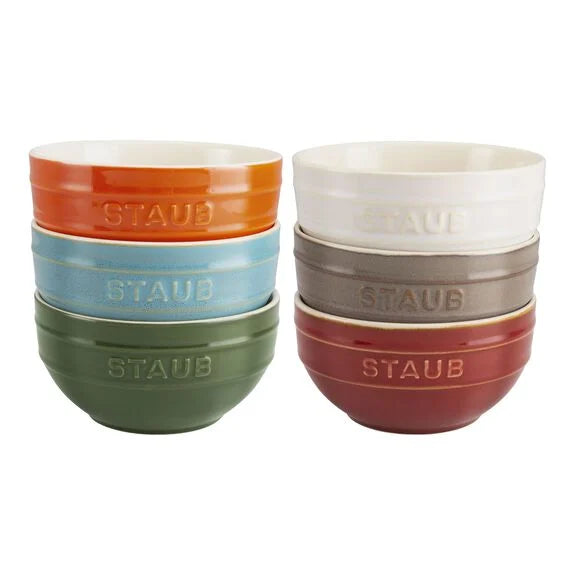 STAUB 6 Piece Ceramic Rainbow Multi-Colour Large Bowl Set