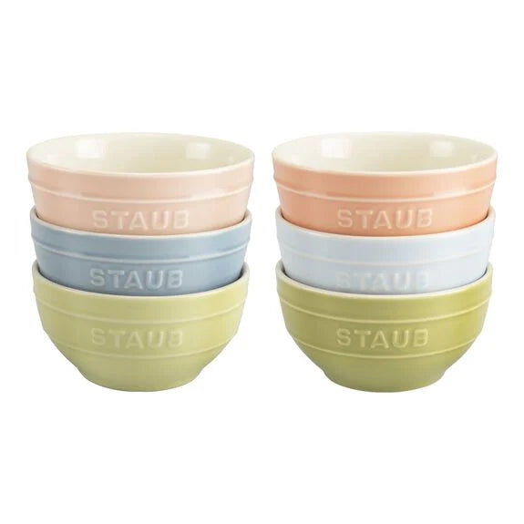 STAUB 6 Piece Ceramic Macarons Coloured Bowl Set - 12cm