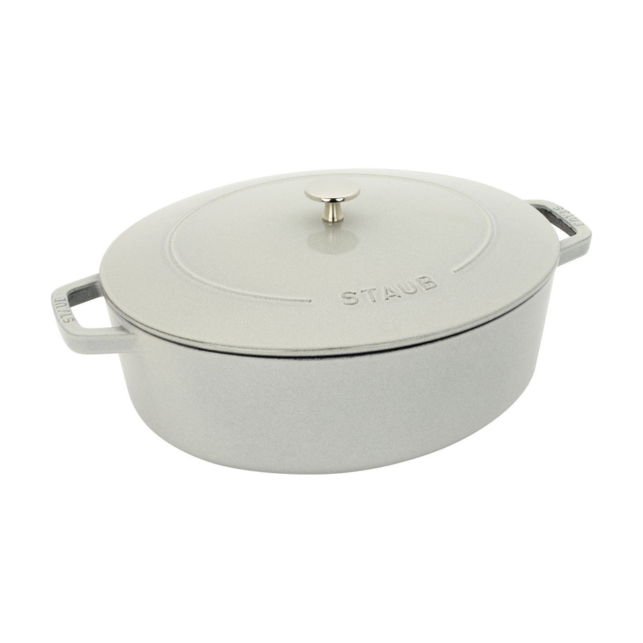STAUB La Cocotte 6 L Cast Iron Oval Wide Oval Dutch Oven, White Truffle