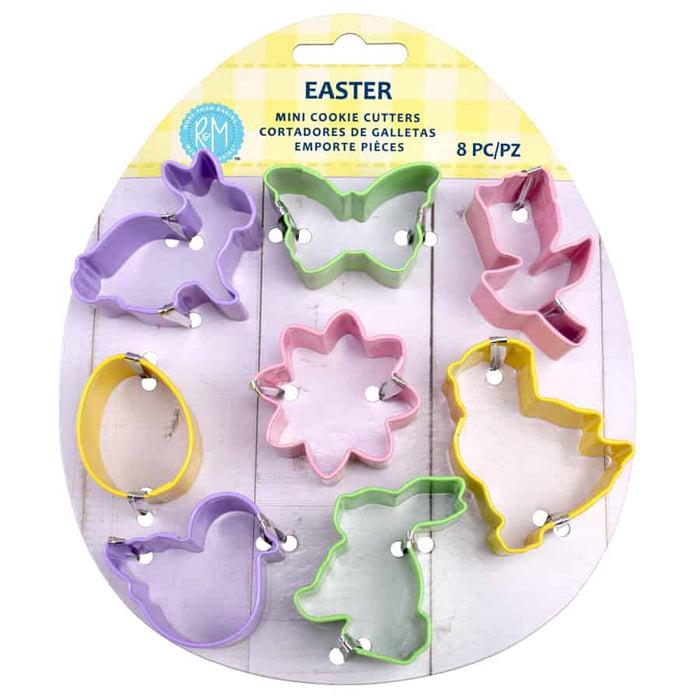 R&M Mini Easter Cookie Cutters Color Set/8