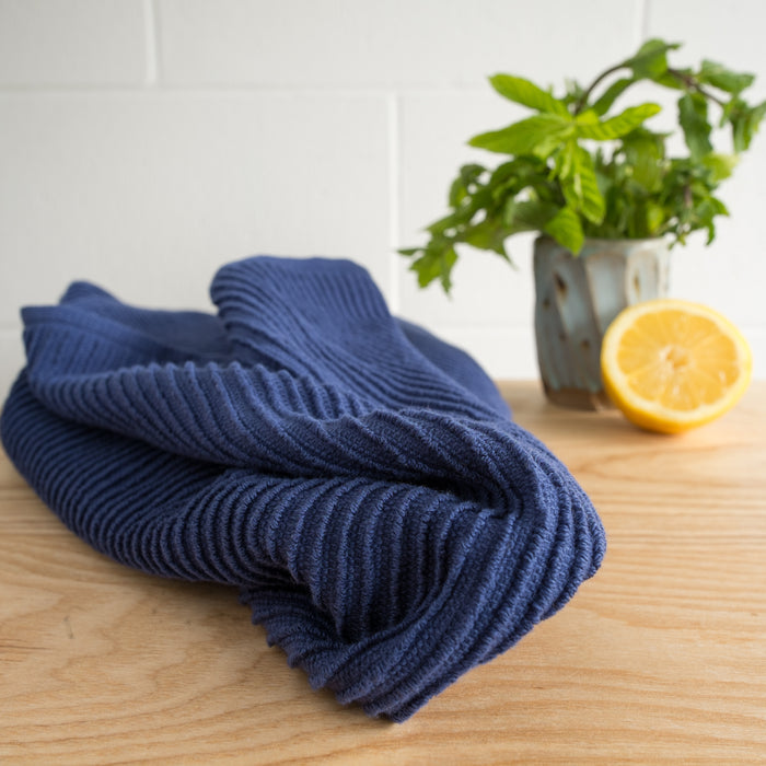 Danica Ripple Terry Cotton Dishtowel - Indigo