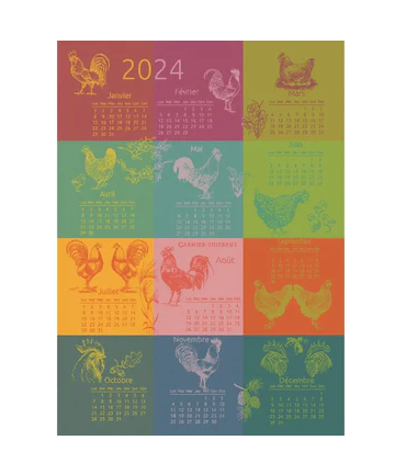 Garnier-Thiebaut Tea Towels - 2024 Annual Calendar Multicolore