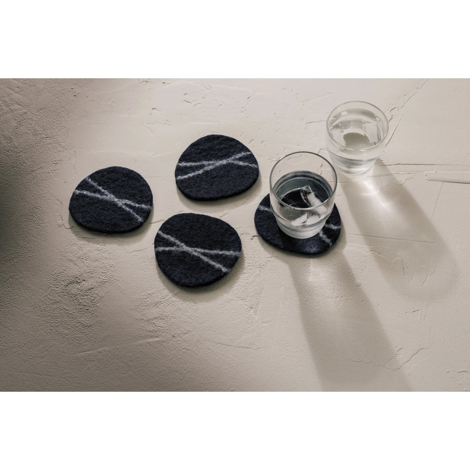 Danica Striato Felt Coaster Set of 4 - Midnight