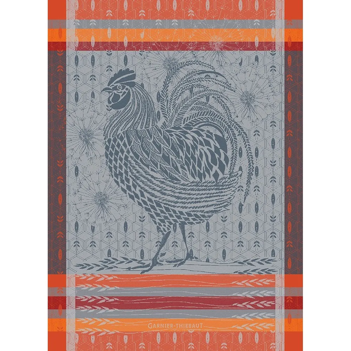 Garnier-Thiebaut Tea Towels - Coq Design Orange