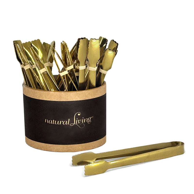 Natural Living Small Serving Tongs - Gold