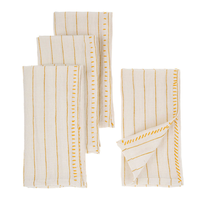 Indaba Linen Napkins - Set of 4 / Yellow Stripe