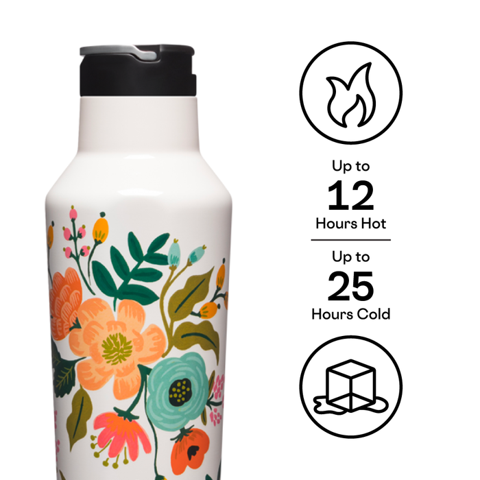 Corkcicle Rifle Paper Sport Canteen - Gloss Cream Lively Floral / 20oz