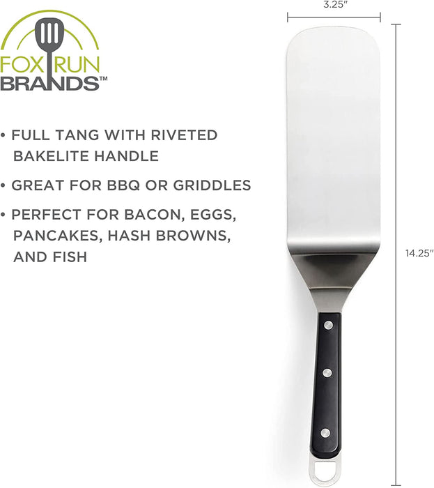 Fox Run Griddle Spatula, Non-Slotted, Stainless Steel