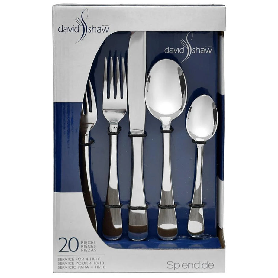 David Shaw Country Flatware Set of 20 - Stainless Steel
