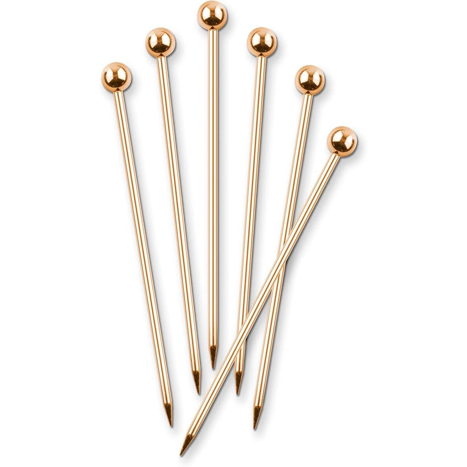 Final Touch Stainless Steel Cocktail Picks - Copper Finish / Set of 6