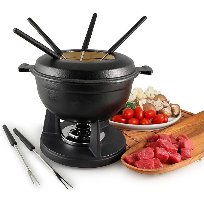 Swissmar Lucerne Cast Iron Fondue Pot - Black