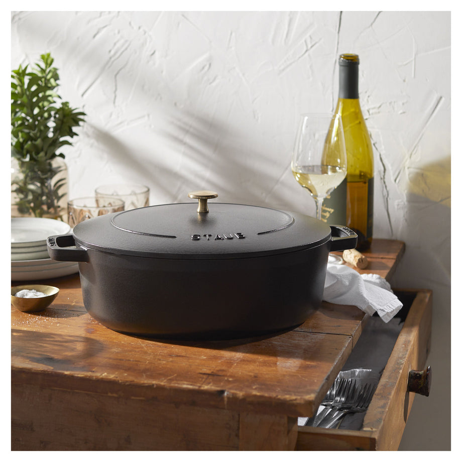 STAUB La Cocotte 5.5 L Cast Iron Oval French Oven, Black