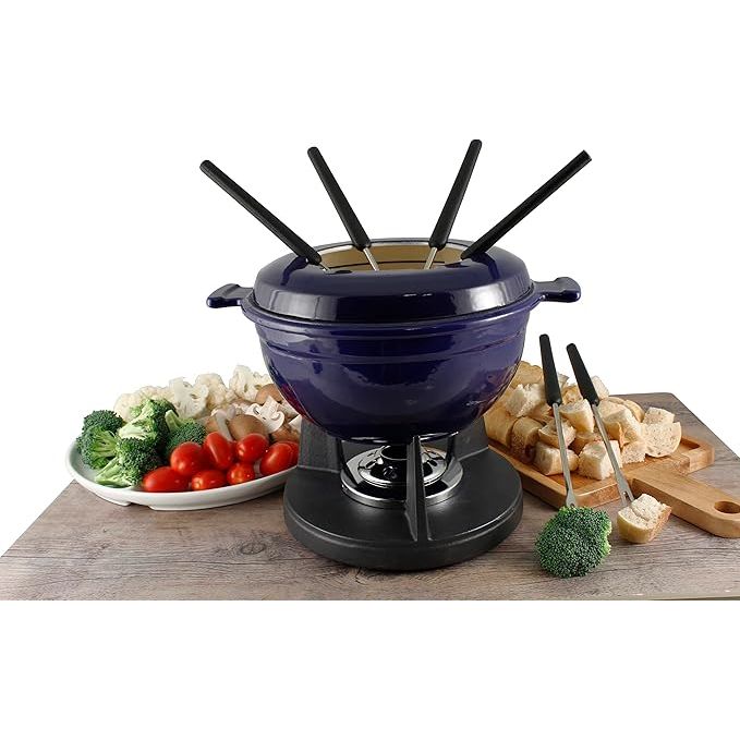 Swissmar Lucerne Cast Iron Fondue Set - Indigo Blue