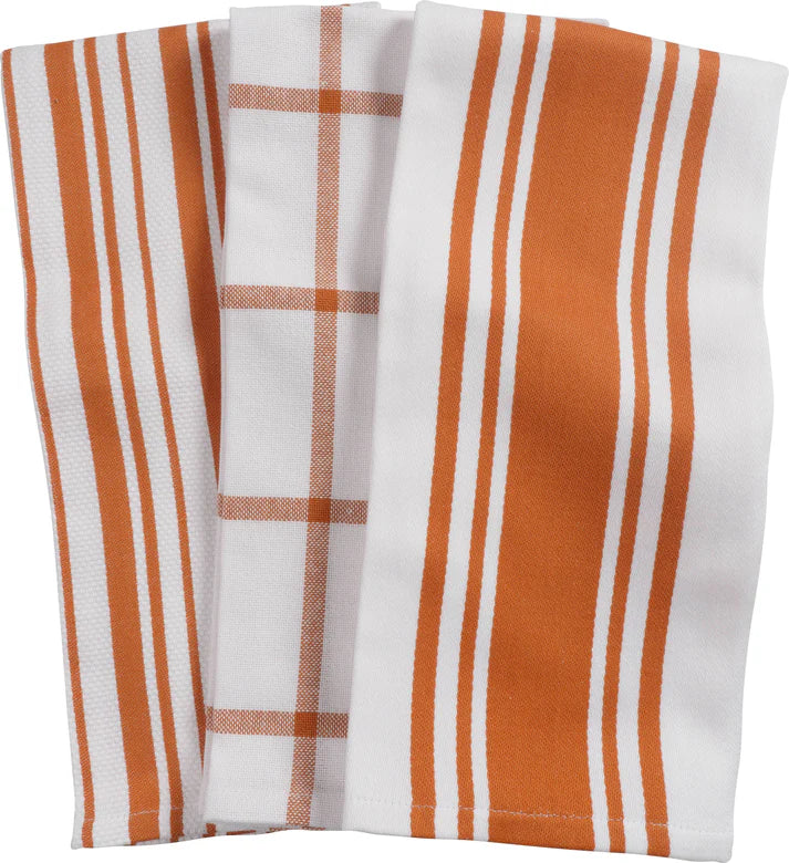 KAF Home Oversized Mixed Kitchen Towels - set of 3 - Orange