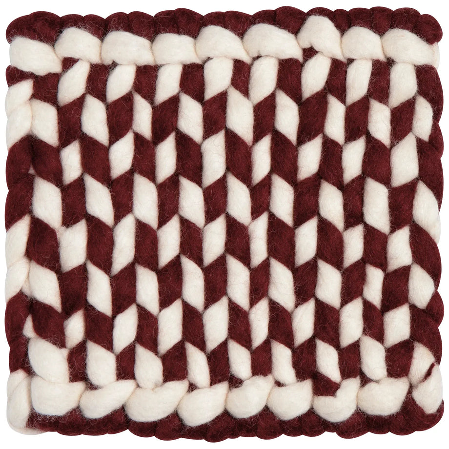 Danica Braid Felt Wool Trivet - Garnet