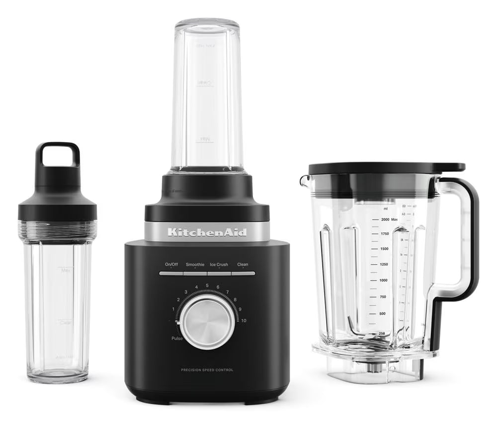 KitchenAid Pure Power Blender with 2 Personal Blending Jars – Black Matte