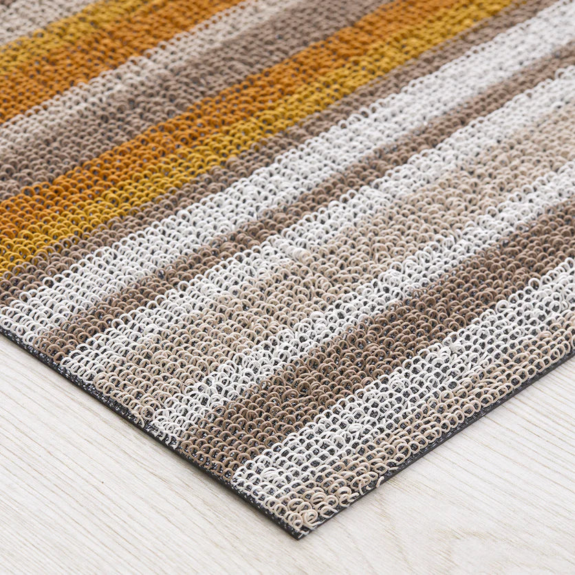 Chilewich Indoor Outdoor Shag Utility DoorMat - Horizon Stripe / Desert /24x36"