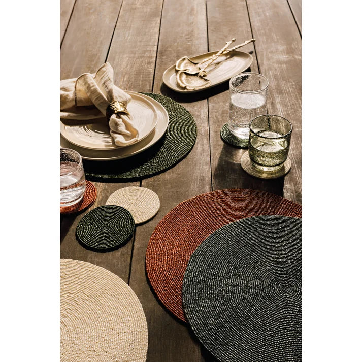 Danica Heirloom Beaded Coasters - Set of 4 / Cinnamon Stick