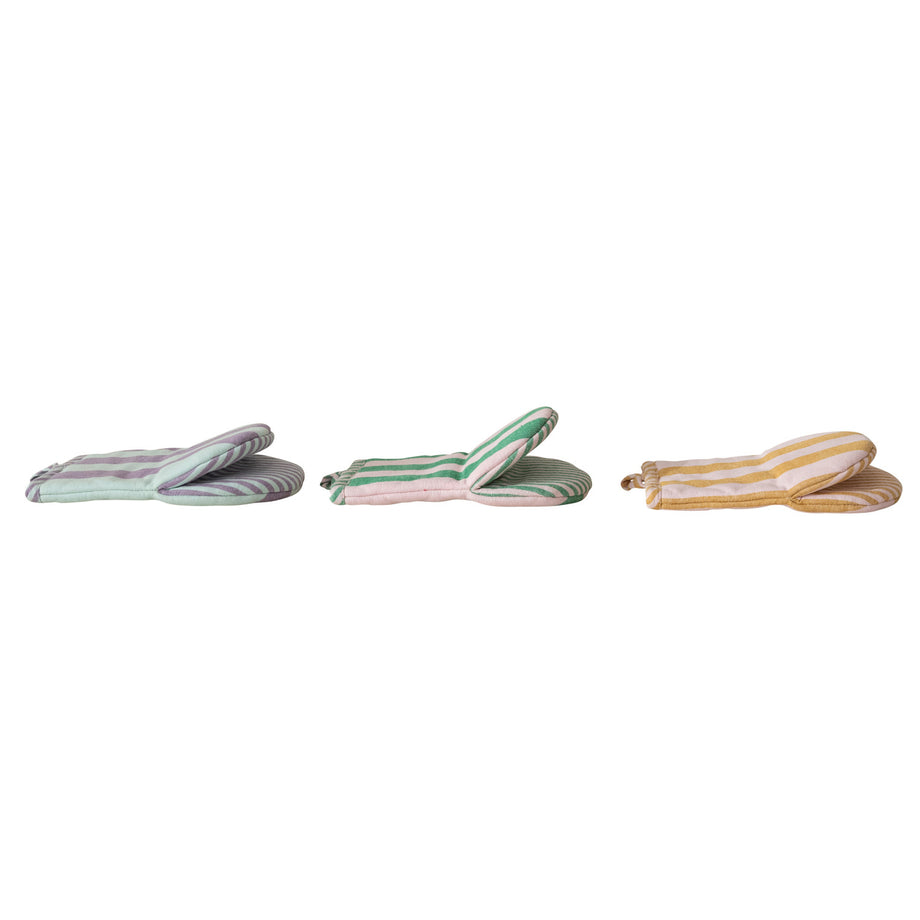 Creative Co-Op Woven Cotton Striped Oven Mitt - 3 Color Options