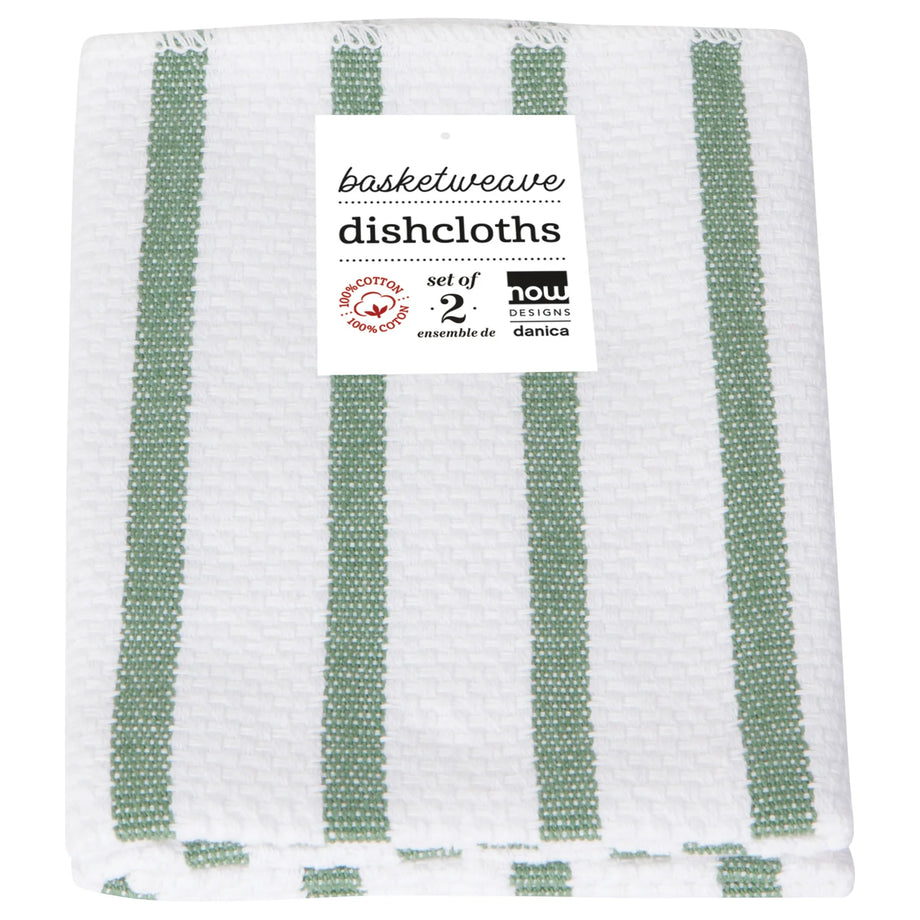 Now Designs Basketweave Dishcloths set of 2 - Elm Green