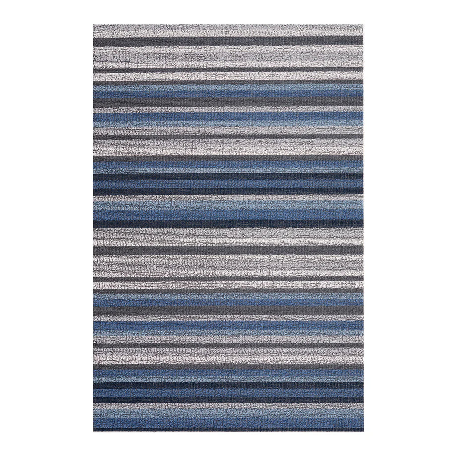 Chilewich Indoor Outdoor Shag  Shag Mat - Horizon Stripe / Deep Sea /36"x60"