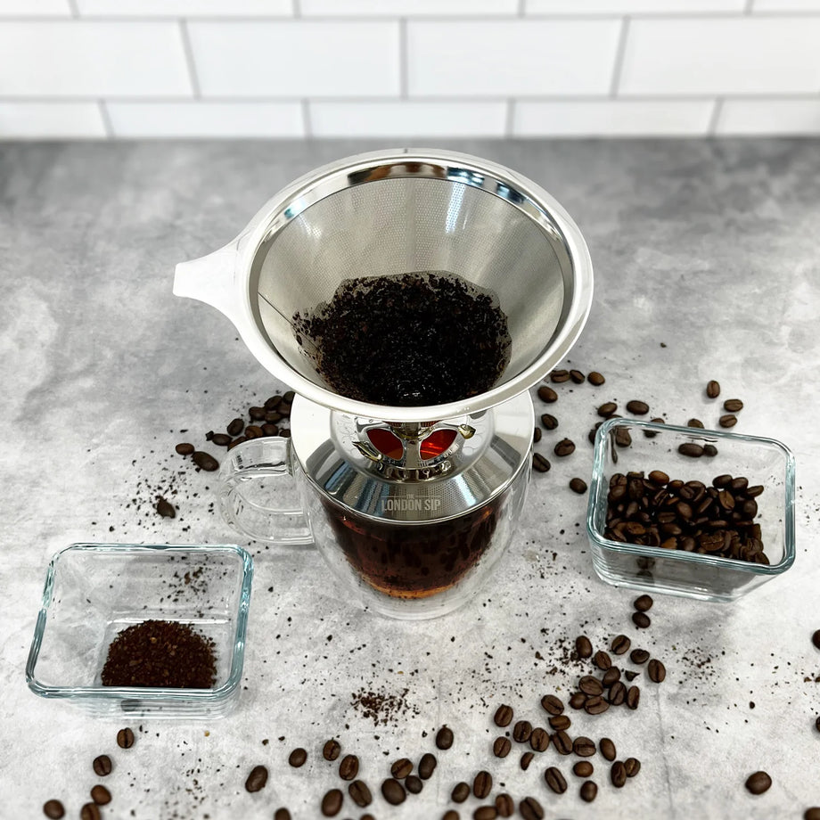 Escali Reusable Filter & Coffee Dripper 1-4 Cup - Stainless Steel, London sip.