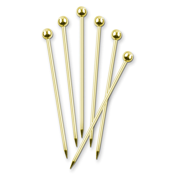 Final Touch Stainless Steel Cocktail Picks - Brass Finish / Set of 6