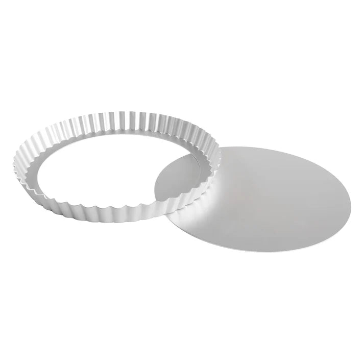 Fat Daddio's Fluted Tart Pan with Removable Bottom - 9.5 x 1" - Aluminum