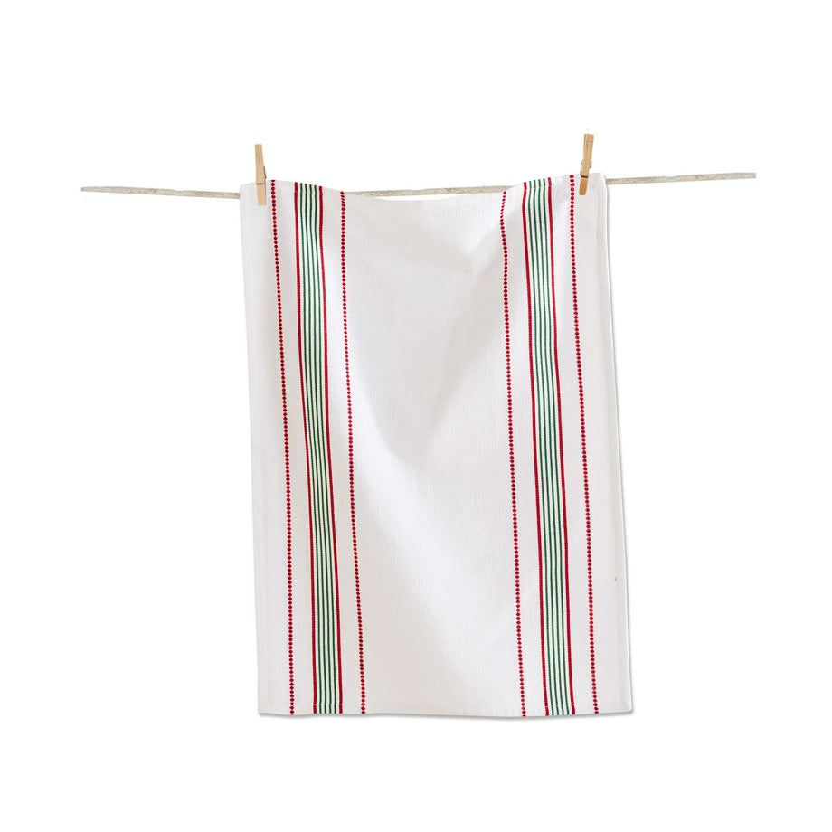 TAG Holiday Stripe Dishtowel - White Multi
