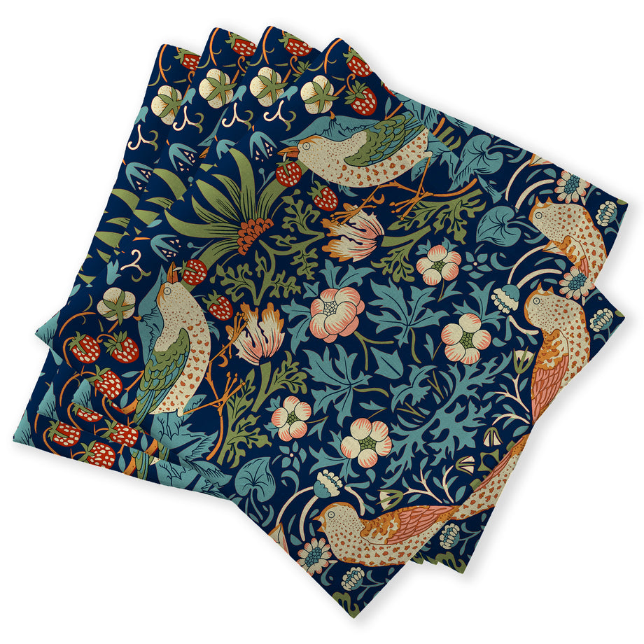 William Morris Napkins Set of 4 - Strawberry Thief / Navy