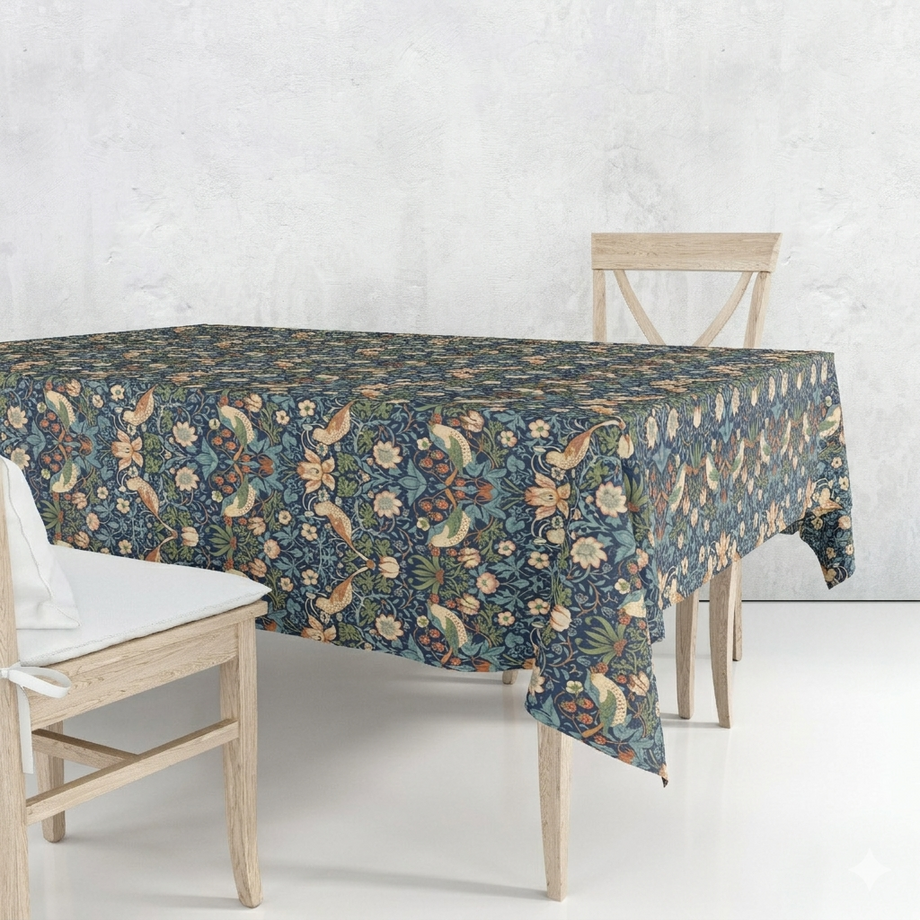 William Morris Tablecloth - Strawberry Thief / Navy