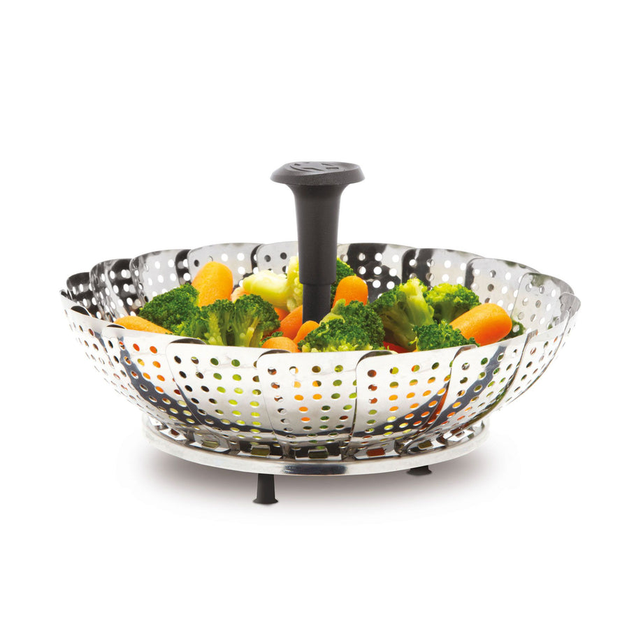 Gourmet Steel Vegetable Steamer with Extendable Handle – Stainless Steel