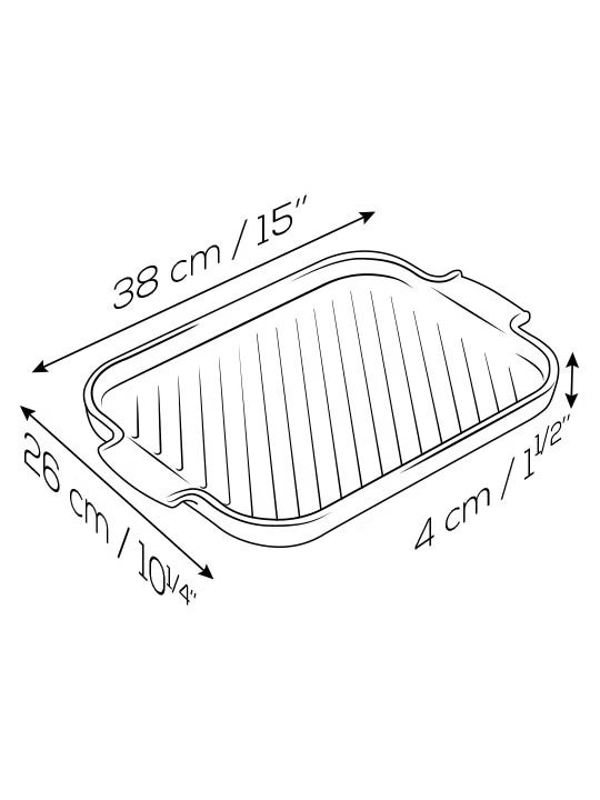Grill to Table Rectangular Ceramic Grill Dish/ 38 cm / 15" - Black