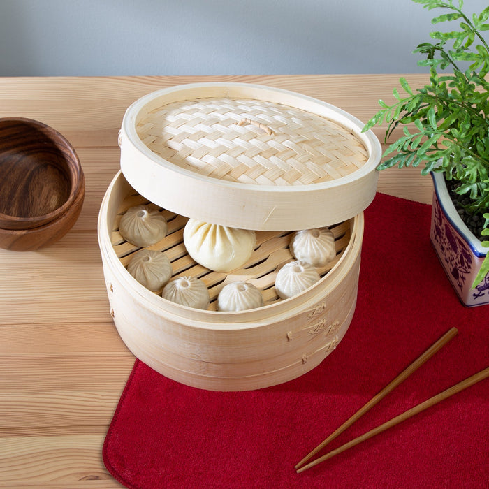 Kitchen Supply Joyce Chen 2-Tier Bamboo Steamer Baskets - 10"