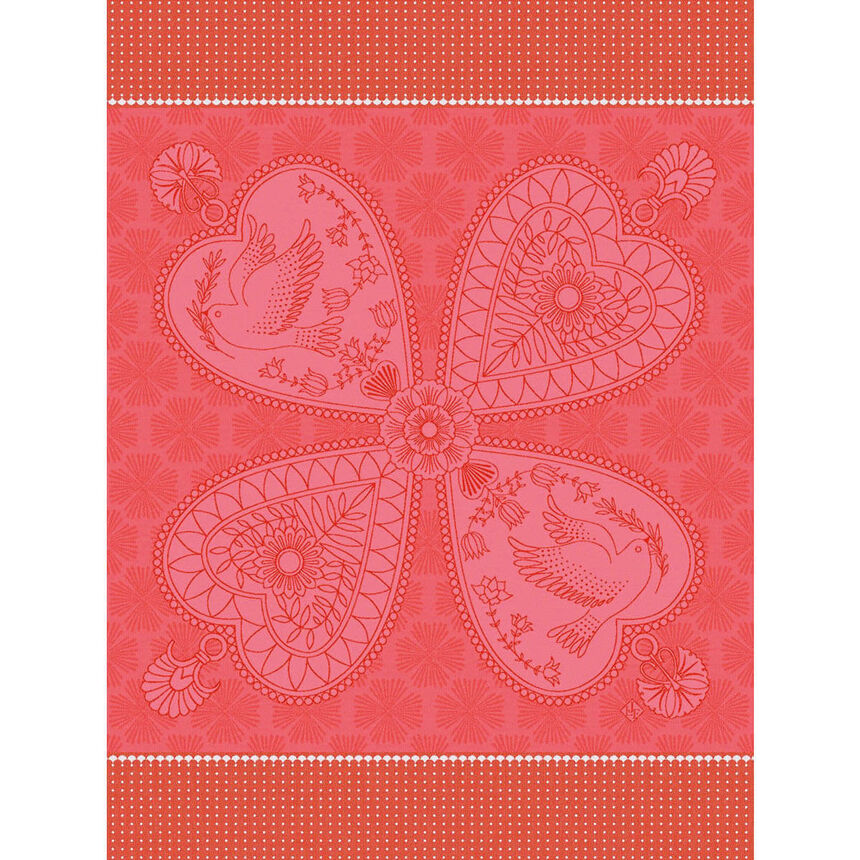 Jacquard Français Cotton Tea Towel - Peace & Love / Red