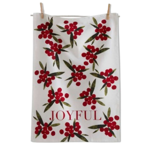 TAG Merry, Cheer or Joyful Sprig teatowel