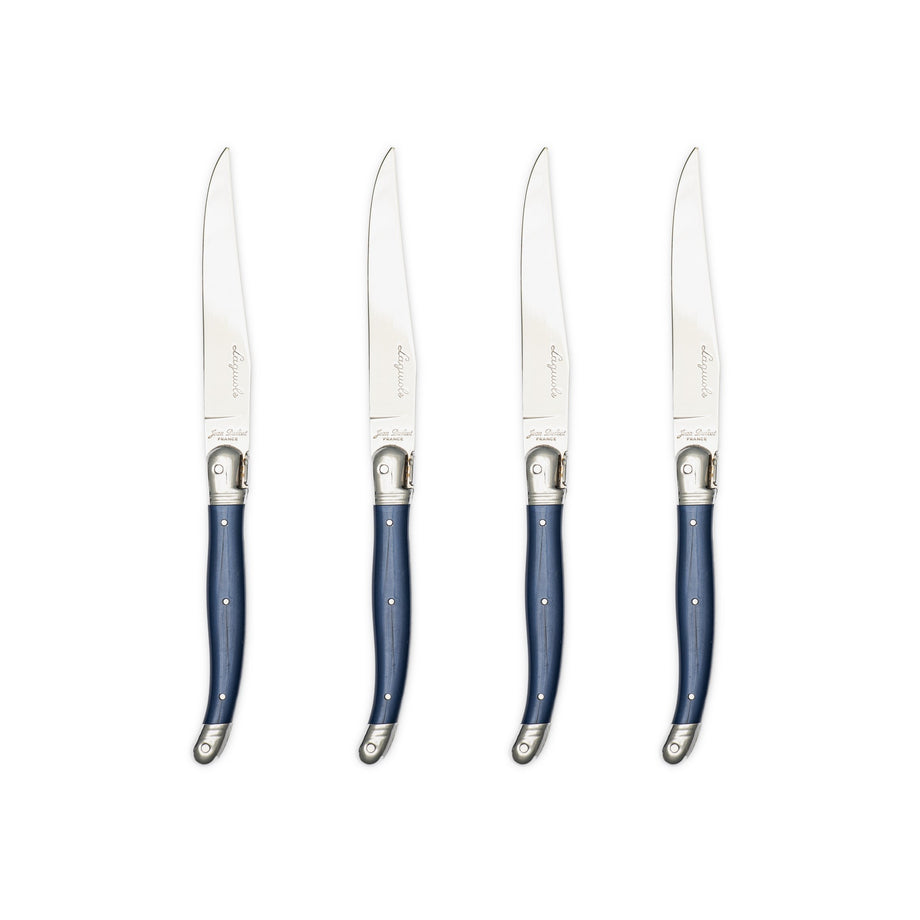Laguiole Jean Dubost Smooth Steak Knife Set of 4 - Dark Blue