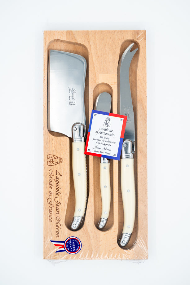 Laguiole Jean Néron Cheese Knife 3-Piece Set - Ivory