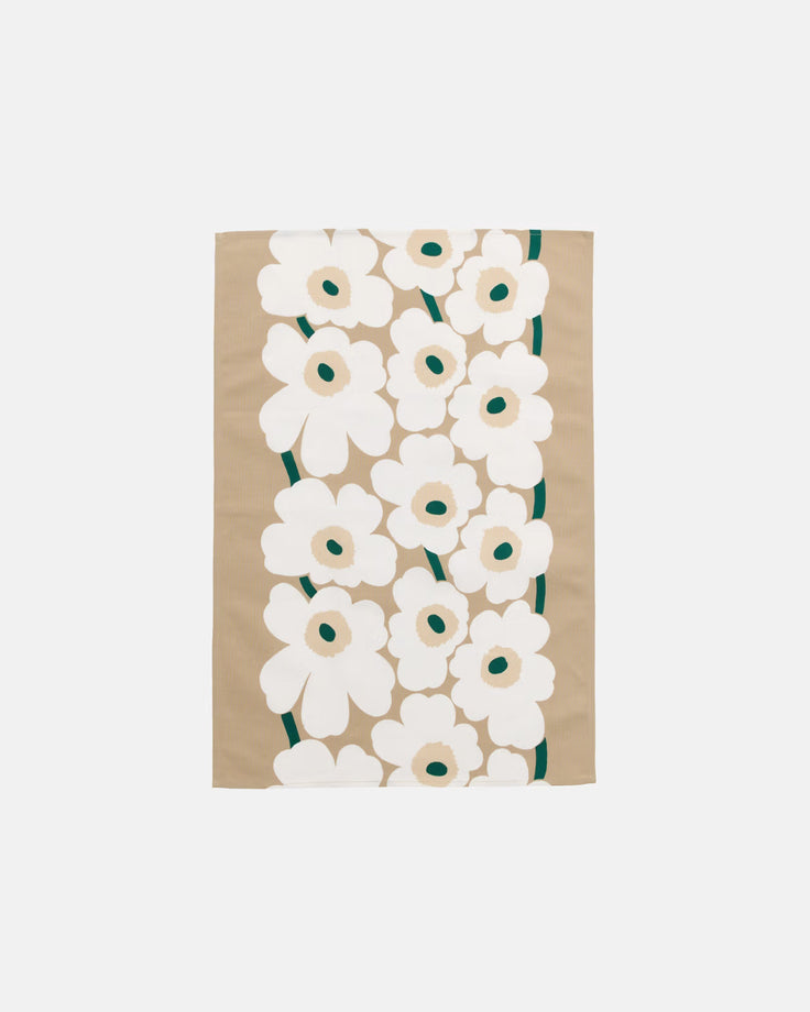 Marimekko Kitchen Towel 18.5x27.5" - UNNIKO Beige/Green