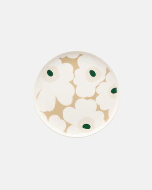 Marimekko Oiva Salad Plate /20 cm / 7.87 in - UNIKKO Beige / Green