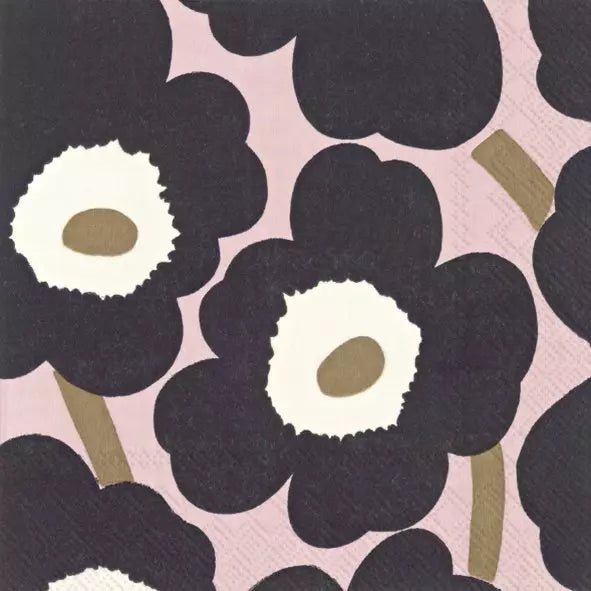 Marimekko Paper Lunch Napkins - UNIKKO pink black