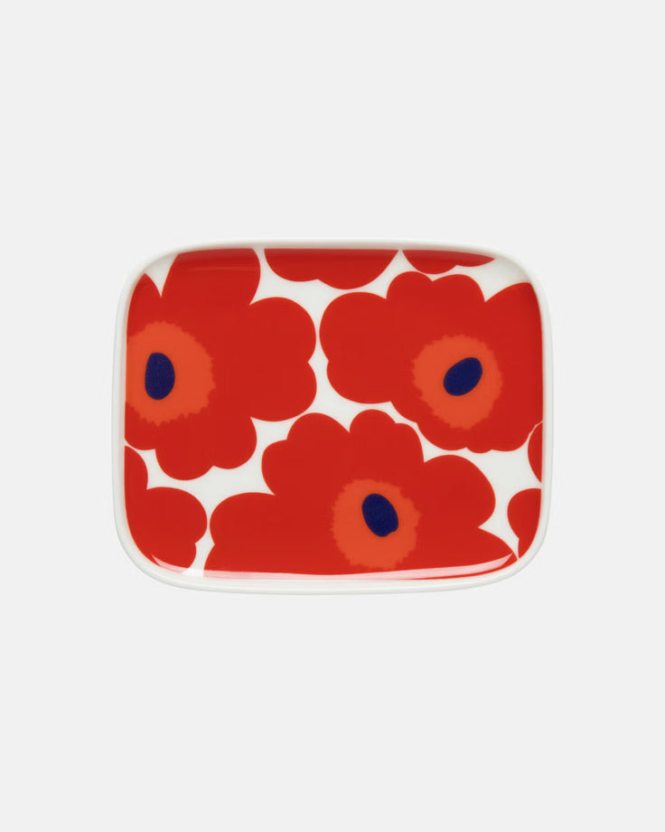 Marimekko Rectangular Plate / 12.7×15.1 cm / 5 × 6 " - UNIKKO Red
