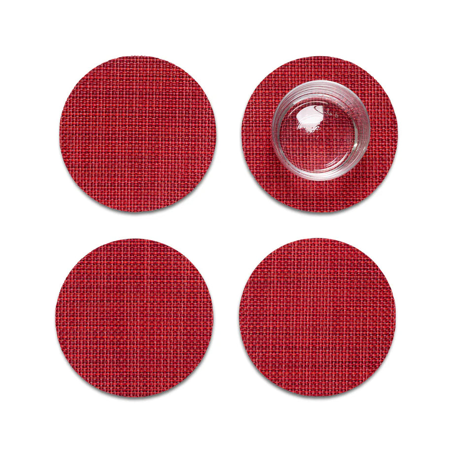 Chilewich Mini Basketweave Coasters – Set of 4 / Scarlet