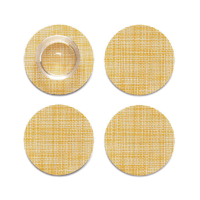 Chilewich Mini Basketweave Coasters – Set of 4 / Ochre