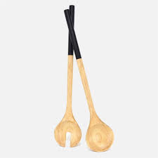 Natural Living Wood Salad Servers, 35cm