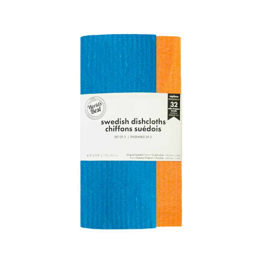 World's Best Swedish Dishcloths – Set of 2 – Assorted Colours