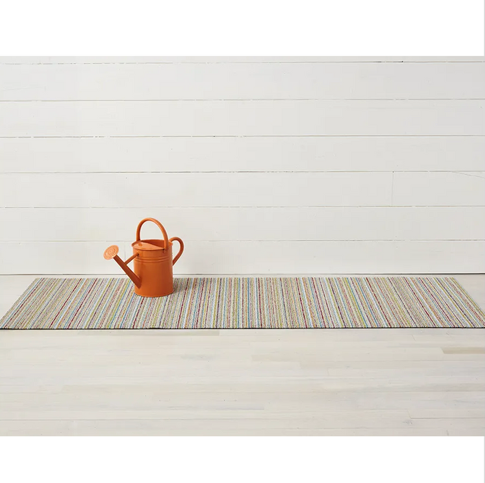 Chilewich Indoor Outdoor Shag Runner Mat - Skinny Stripe / Soft Multicoloured / 24x72"